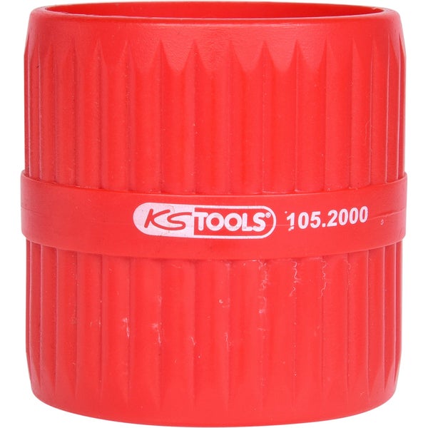 Roter KS Tools Universal-Innen- und Außen-Rohrentgrater Modell 105.2000 aus Kunststoff für Kupfer-, Messing- und Aluminiumrohre.