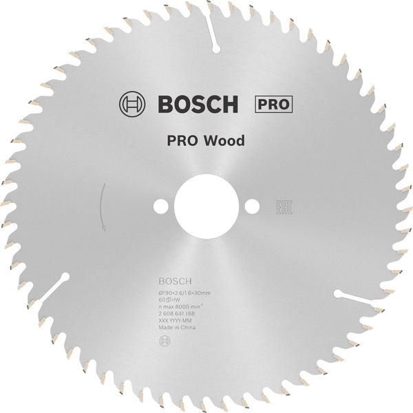 Bosch PRO Wood Kreissägeblatt 190 x 2,6 x 30 mm - 2608641188