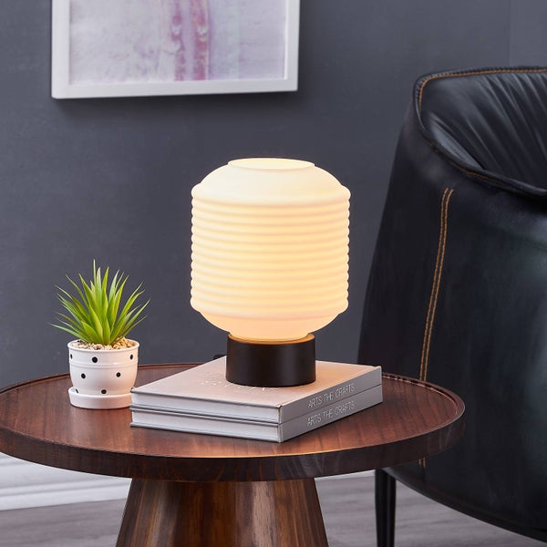 Lindby Glas Tischlampe, Nachttischlampe Tischleuchte Glaslampe 1x E27 max. 15W ohne Leuchtmittel Schlafzimmerlampe Nachttischleuchte Glasleuchte