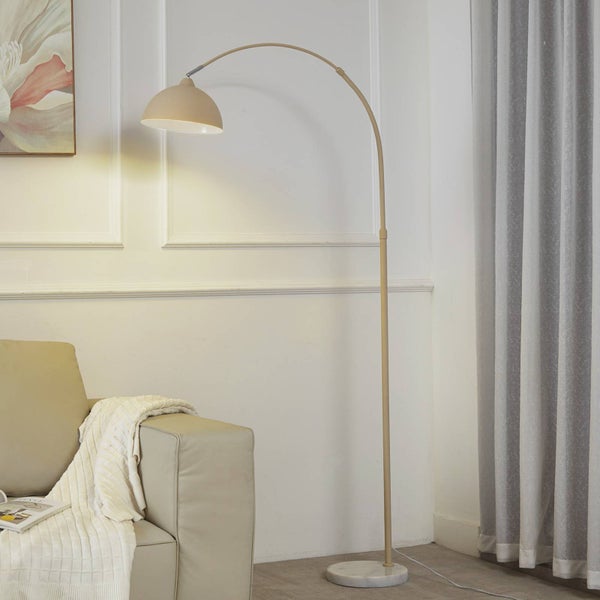 Lindby Stehlampe (Bogenleuchte) Tonka (Modern) in Creme aus Metall (1 flammig, E27) - Stehleuchte Standleuchte Floor Lamp Wohnzimmerlampe Wohnzimmerleuchte