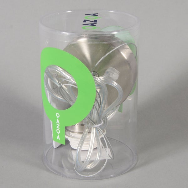 QAZQA Logo im transparenten Behälter mit Pendelleuchte