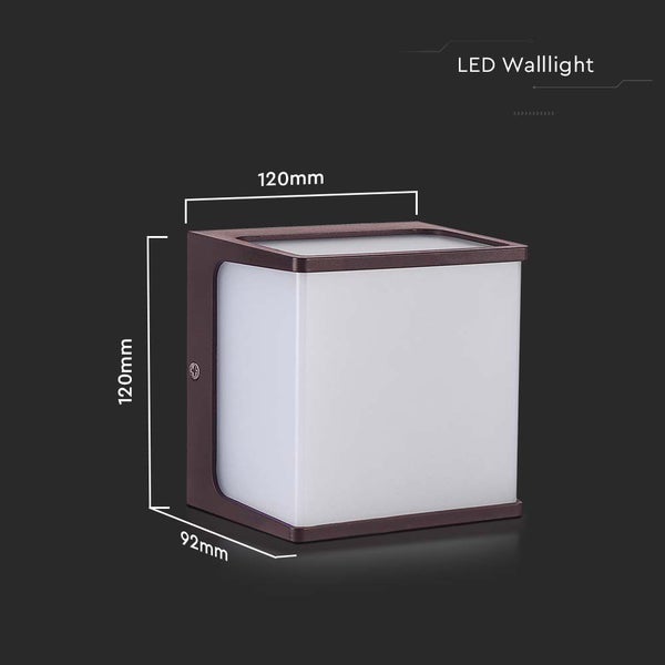 V-TAC VT-708 - LED-Wandleuchten - Quadratische Außenleuchten - IP65 - Braunes Gehäuse - 8