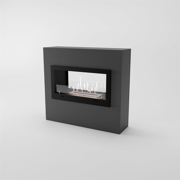 GLOW FIRE Ethanol Kamin 'Ulstein' | Ethanolofen in Grau mit 3 Std. Brenndauer und 2 KW Heizleistung | BxHxT: 110x100x30 cm