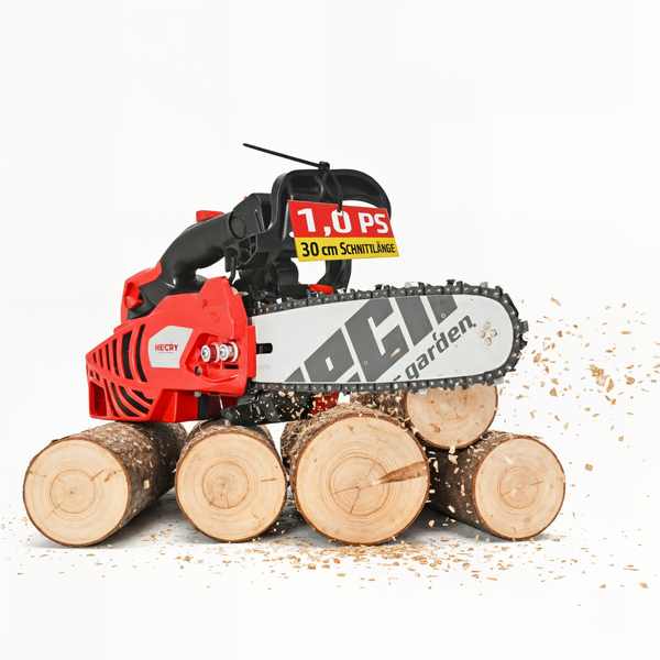 Hecry Garten Kettensäge mit 30 cm Schnittlänge auf Holzstämmen