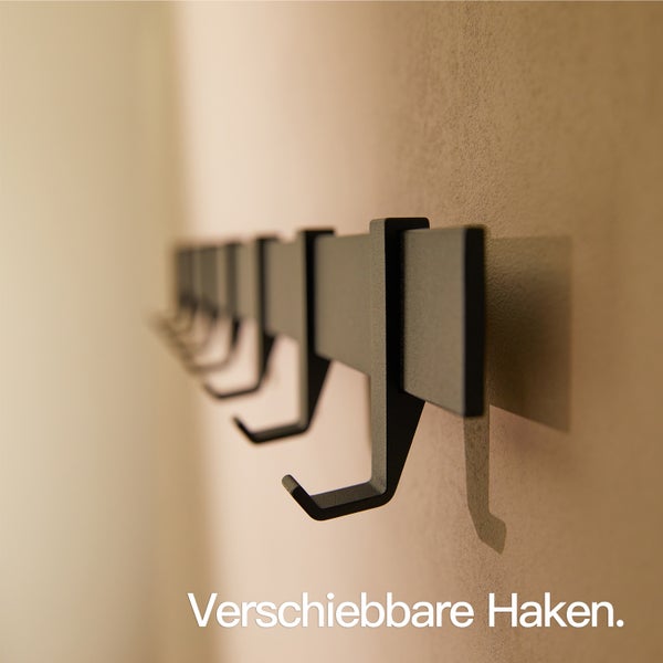 Designfabrik Hamburg Moderne Garderobenleiste  |  Wandgarderobe Schwarz 80cm