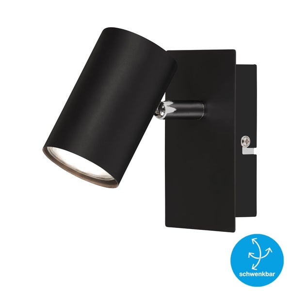 Wandspot Schwenkbar Spot 1-flammig GU10 max. 40 Watt Schwarz Metall Briloner