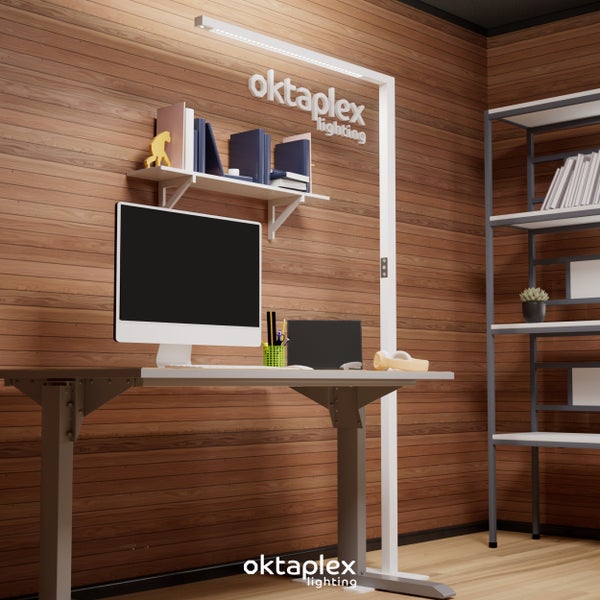 ALVA LED Stehlampe dimmbar 2700K-5700K Aluminium 10800 Lumen Präsenzsensor 80W Büro Leuchte Touch-Steuerung für optimalen Arbeitsplatz