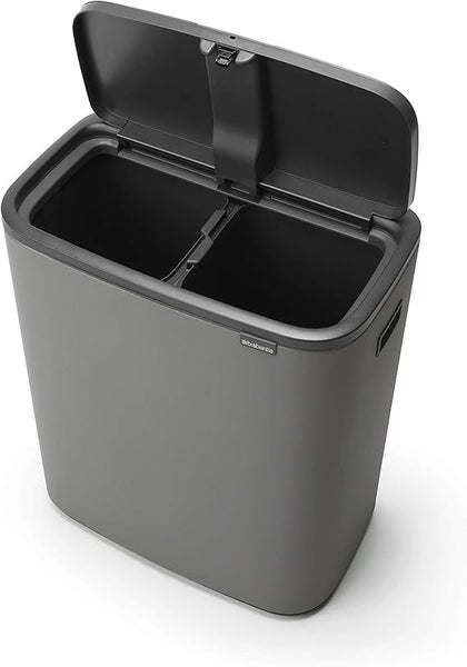 Brabantia Hochwertiger Abfallsammler Mit Touch Öffnung 2 x 30 Liter HxBxT 65,6 x 54,5 x 31 cm Grau