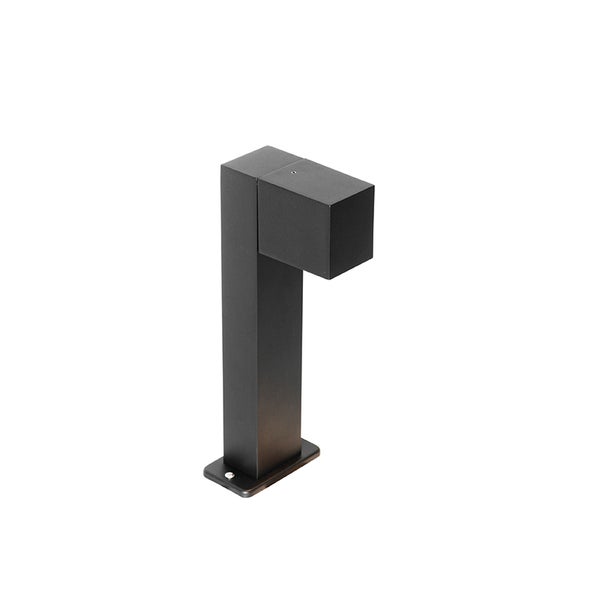 Moderne schwarze LED-Wegelampe in eckigem Design aus Metall für den Außenbereich.