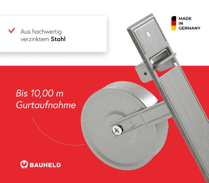 Bauheld Gurtwickler aus verzinktem Stahl für bis zu 10 Meter Gurt, Made in Germany
