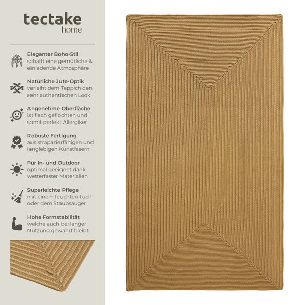 Geflochtener Teppich tectake strapazierfähig und pflegeleicht verschiedene Größen 80 x 150 cm