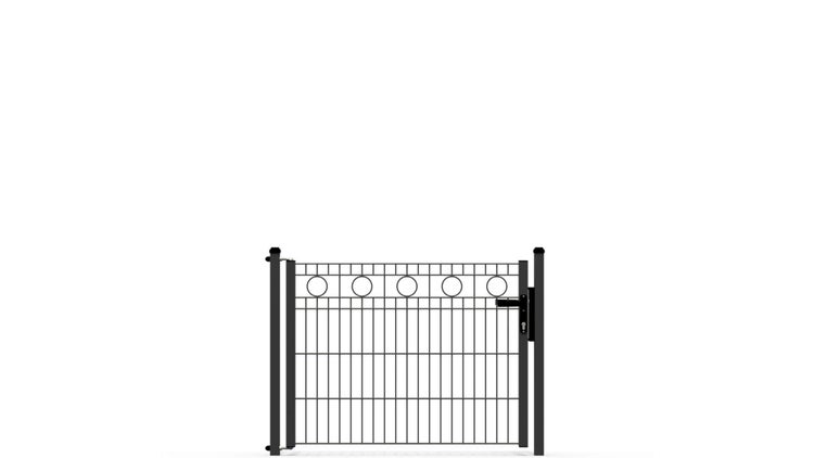 Zauntor ZAUNGURU ECO-Line Kreis aus Metall, Höhe: 83cm, Breite: 123cm, 1-flügelig inkl. Pfosten, Locinox-Schloss und Zubehör, Feuerverzinkt und zusätzlich in RAL 7016 Anthrazitgrau pulverbeschichtet