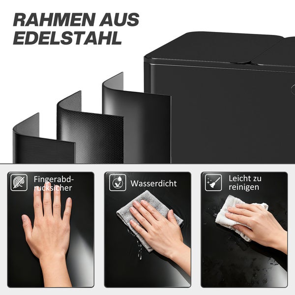 Waschbeckenunterschrank aus Bambus mit Lamellentüren und Kippschutz-Set