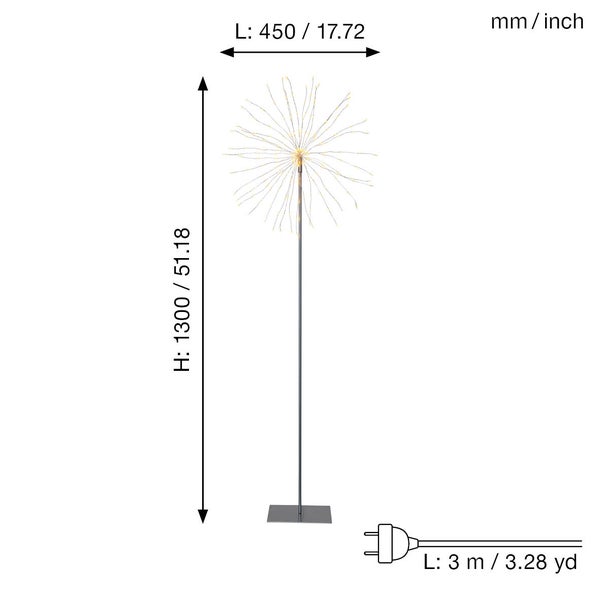 LED Deko-Stehleuchte -Firework', 200 LEDs, silber, 130cm