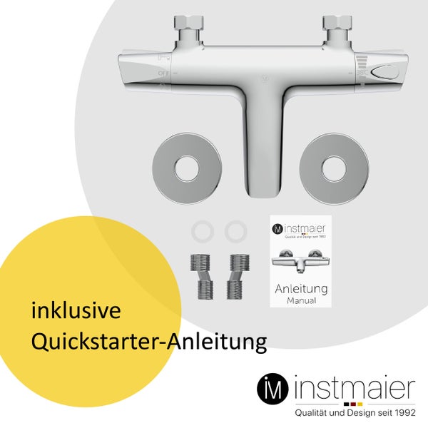 instmaier Wannenfüllthermostat T2 | wassersparende Eco-Stop Funktion | Badewannenarmatur | Mischbatterie Badewanne Chrom | für konstante Wassertemperatur