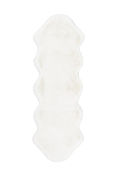 Hochflor Teppich Enchantique Weiß 35 mm Uni handgetuftet 60 x 180 cm