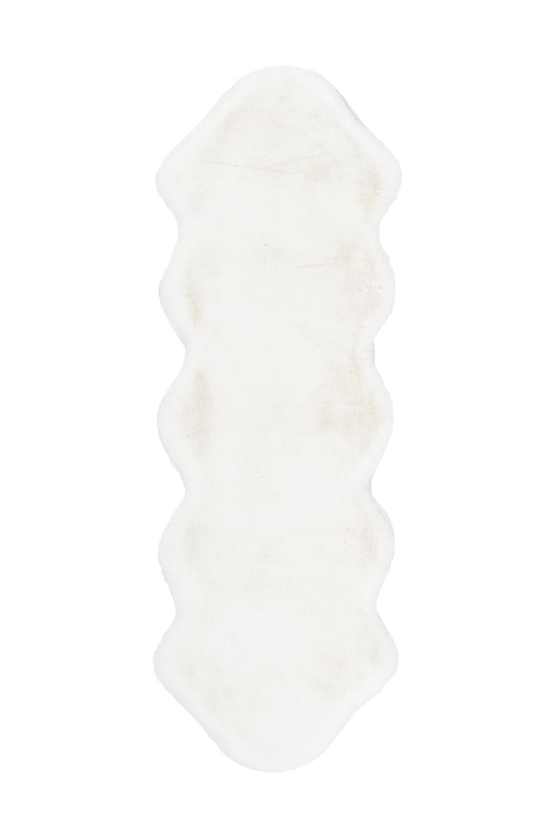 Hochflor Teppich Enchantique Weiß 35 mm Uni handgetuftet 60 x 180 cm