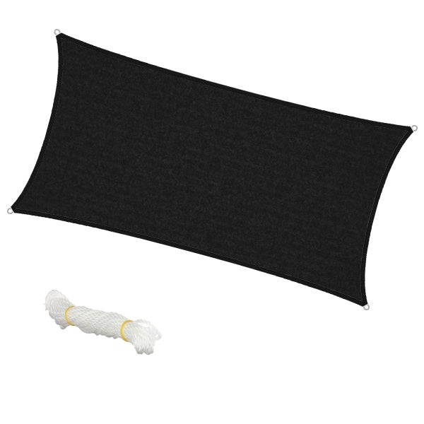 ECD Germany Sonnensegel Sonnenschutz 2x4 m rechteck Anthrazit 100% HDPE mit UV Schutz, wasserabweisend, wetterbeständig, atmungsaktiv, Befestigungsseile, Schattenspender für Terrasse, Balkon, Garten