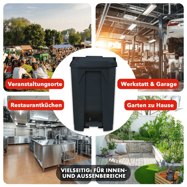 FLOORDIREKT Mülleimer Olaf Step-On Abfalleimer Tretmülleimer Universal Grau 50 Liter