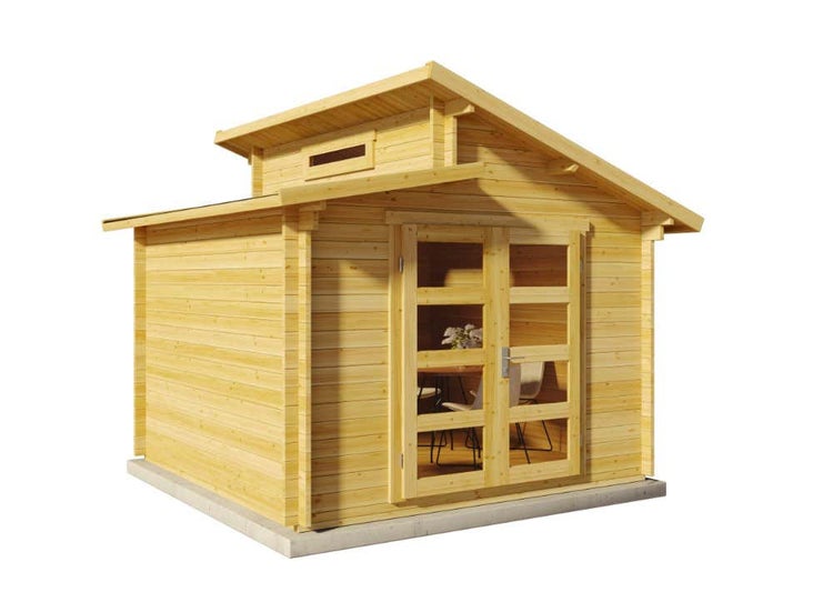 Alpholz Gartenhaus Aktiva Gartenhaus aus Holz in Pinie, Holzhaus mit 40 mm Wandstärke, Blockbohlenhaus mit Montagematerial imprägniert 3,2x3,2m