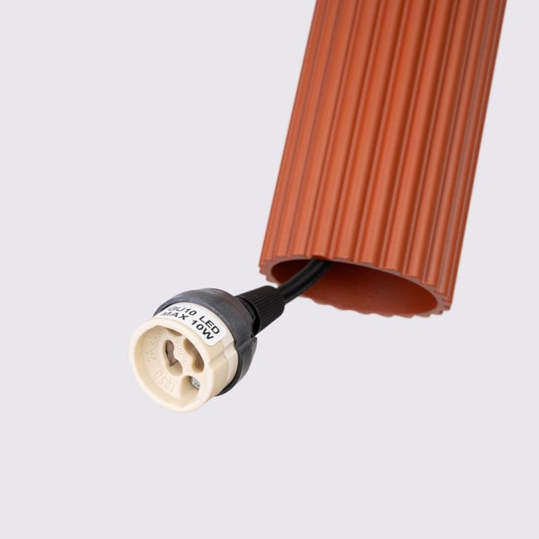 Terracottafarbene Lampenfassung mit GU10 Fassung für LED Leuchtmittel bis maximal 10 Watt