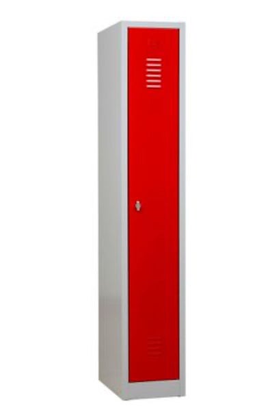 PROREGAL Garderobenspind Camel 1-Fach HxBxT 180 x 30 x 50 cm Vorhängeschloss Grau-Rot