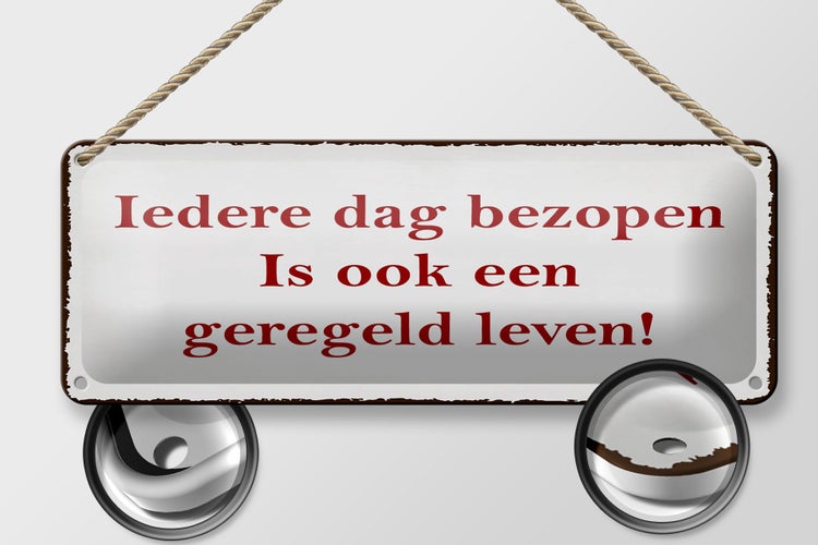 Blechschild Spruch 27x10 cm ledere dag bezopen is ook een geregeld leven