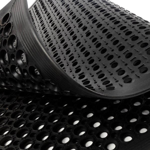 FLOORDIREKT Gummi-Lochmatte - Arbeitsplatzmatte - aus Naturgummi - Schwarz - 90 x 150 cm