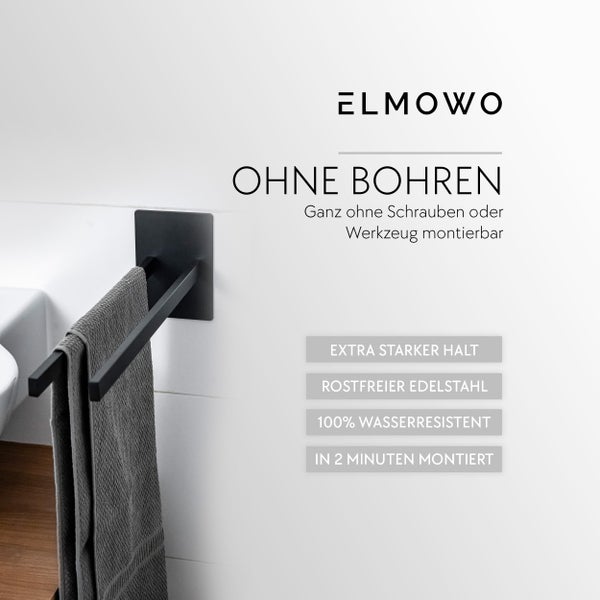 Elmowo Handtuchhalter aus rostfreiem Edelstahl zur Montage ohne Bohren an einer Wand.