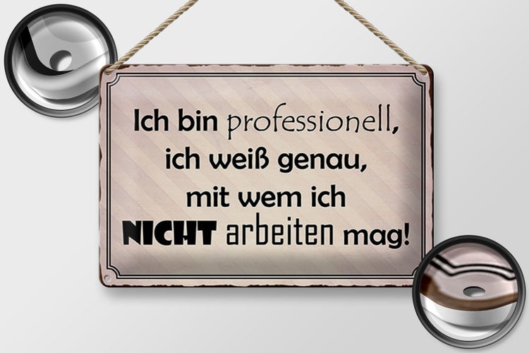 Blechschild Spruch 30x20cm ich bin professionell ich weiß