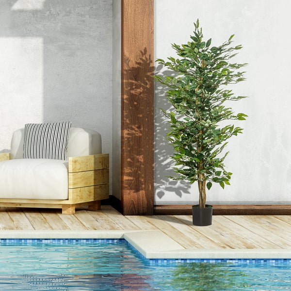 HOMCOM, Künstliche Pflanzen, Zimmerpflanze, 17L x 17B x 150H cm, PEVA, Grün