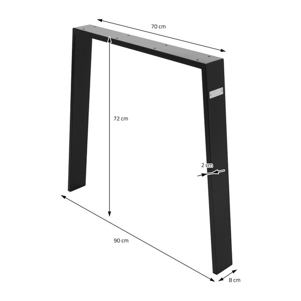 ML-Design 2er Set Tischbeine Loft 90x72 cm, Schwarz, Profil 8x2 cm, aus Stahl, Industriedesign, U-Form, Metall Tischgestell scandic, Tischkufen Tischuntergestell Möbelfüße, für Esstisch/Schreibtisch