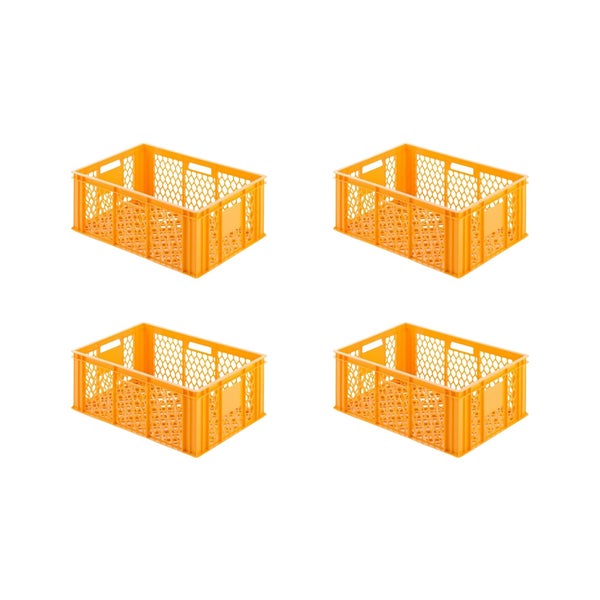 PROREGAL SuperSparSet 4x Eurobehälter Bäcker- und Konditorenkasten HxBxT 25 x 40 x 60 49 Liter Gelb-Orange Brötchenkiste stapelbare Bäckerkiste