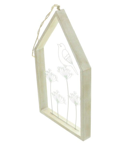 FRANK FLECHTWAREN | Hänger Vogelhaus, HOLZ, METALL, SISAL, 14 x 2 x 23,5 cm