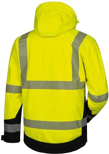 Gelbe Warnjacke mit Kapuze und Reflexstreifen