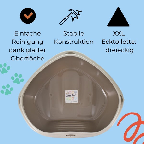 Ecktoilette für Katzen, extragroß, dreieckig, einfache Reinigung, stabile Konstruktion