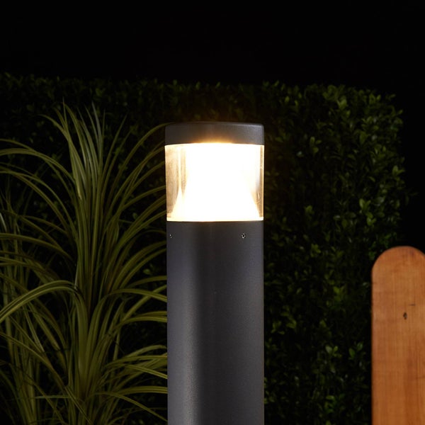 Lucande LED Außenleuchte Milou (spritzwassergeschützt (Modern) in Schwarz aus Aluminium (1 flammig, ) - Wegeleuchte Pollerleuchte Wegelampe Sockelleuchte