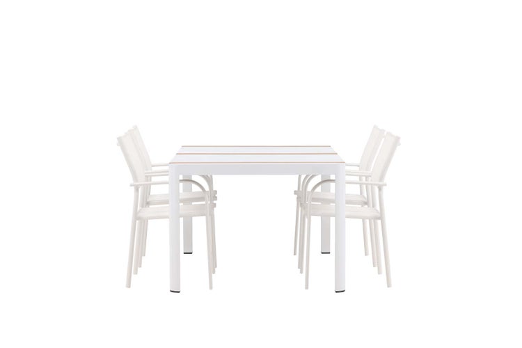 Togo Gartenset Tisch 90x150cm weiß, 4 Stühle Santorini weiß. 90 X 150 X 75 cm