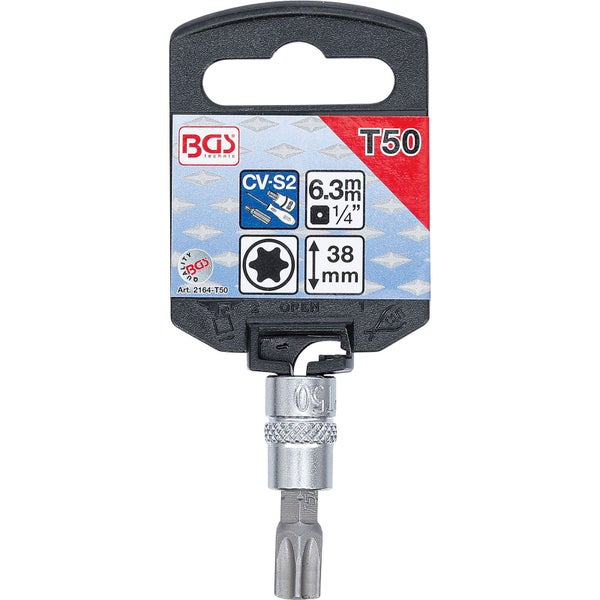 BGS Bit-Einsatz Antrieb Innenvierkant 6,3 mm (1/4) T-Profil (für Torx) T50 - 2164-T50