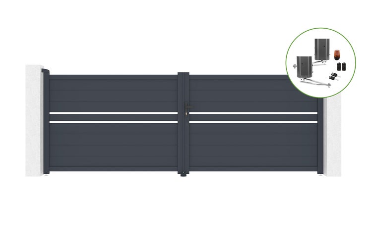 Flügeltor 4m CIMONE H.140cm Aluminium + BUNKER B500 Motorisierung