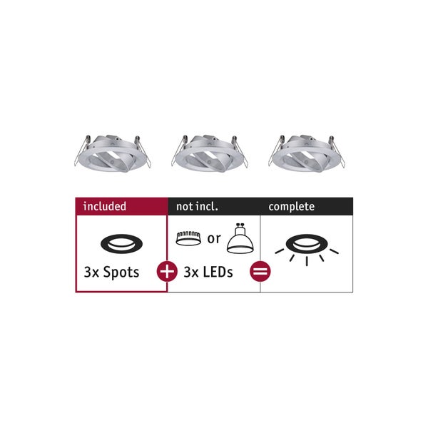 Einbauleuchte Choose Basisset schwenkbar rund 84mm 50° max. 3x10W 230V dimmbar Alu gedreht