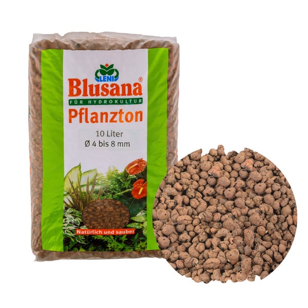 Blusana Blähton 10l Pflanzsubstrat für Hydrokultur Ton-Granulat Körnung 4-8 mm Drainagematerial & Bodenauflockerung