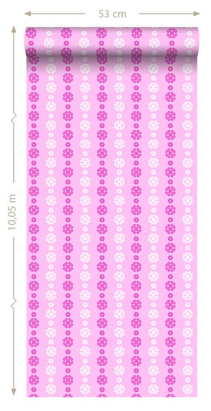 Tapetenrolle mit Blütenmuster, 53 cm breit und 10,05 m lang