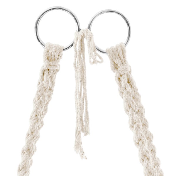 ECD Germany Hängesessel zum Aufhängen mit Sitzkissen, Beige, Boho Style, Makramee Design, Baumwolle, Ø 60cm, Belastbar bis 120kg, Geflochten Fransen Hängesitz Hängestuhl Hängeschaukel, Indoor/Outdoor