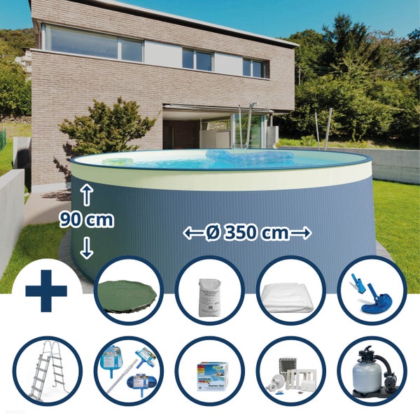 Aufstellpool mit Zubehör, Durchmesser 350 cm, Höhe 90 cm
