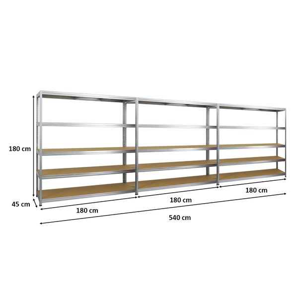 PROREGAL Mega Deal 3x Schwerlastregal Giant Elephant HxBxT 180 x 180 x 45 cm Fachlast 200 kg Verzinkt