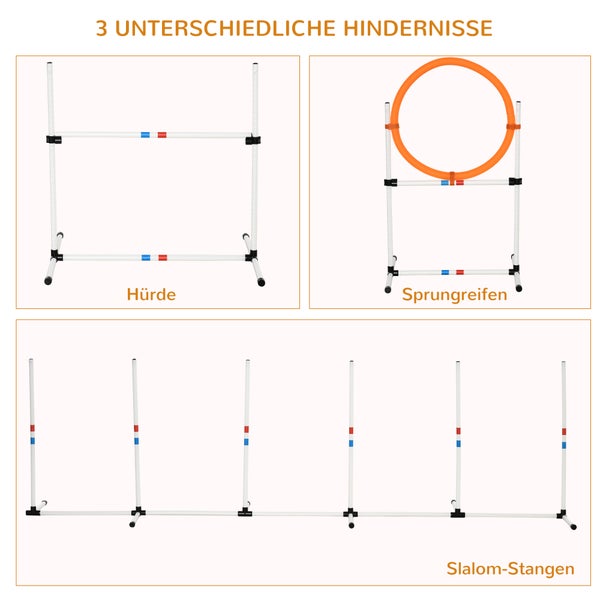 PawHut Agility-Ausrüstung, 323L x 67B x 94,5H cm, PE, Weiß+Gelb