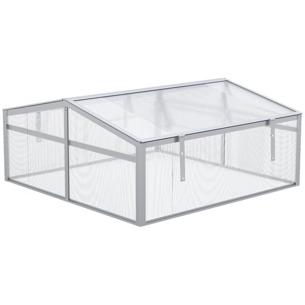 Outsunny Mini Gewächshaus für Garten, Balkon, 100 x 100 x 48 cm, Aluminiumlegierung, Polycarbonate, Silber