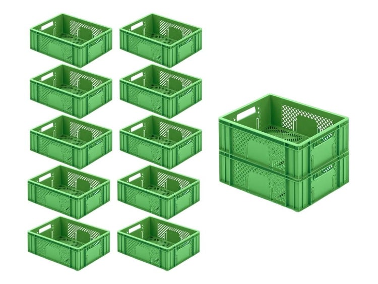 PROREGAL SuperSparSet 12 x Eurobehälter Obst- und Gemüsekasten HxBxT 14,2 x 30 x 40 cm 13 Liter Grün Obst-Gemüsekiste Obstkorb Transportbox