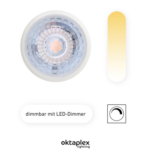 Einbauspot 6er Set flache LED Modul 3000K dimmbar GU10 Ersatz flach 230V 5W 380lm IP20 für Wohnräume Küchen und Badezimmer